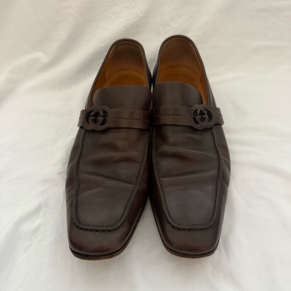Gucci Chocolate Leather Slip-On Loafers - Picture 1 of 11